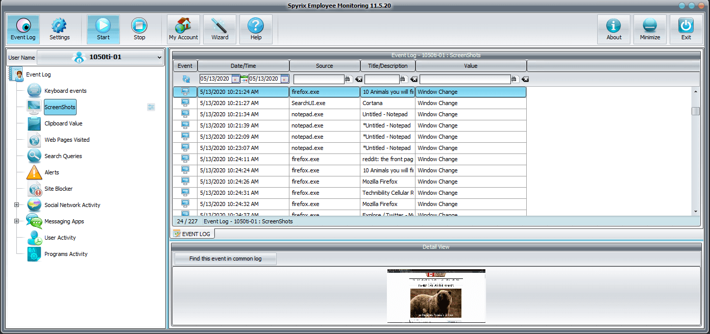 Spyrix Employee Monitoring - Screenshots