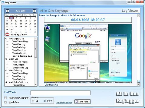 All-in-one keylogger visual log viewer