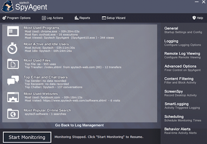 Spytech SpyAgent Stealth Edition - интуитивно понятный пользовательский графический интерфейс