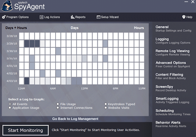 Spytech SpyAgent Stealth Edition - интуитивно понятный пользовательский графический интерфейс 
