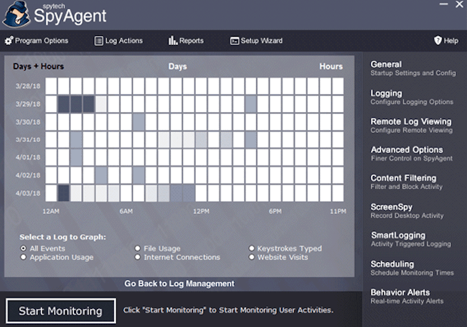 Spytech SpyAgent Stealth Edition - intuitive user graphical interface